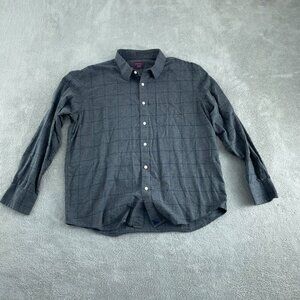 Untuckit Mens X-Large Gray Plaid Long Sleeve Button-Up Shirt 100%  3962